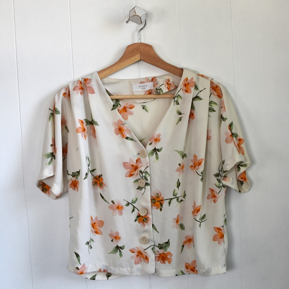 ☆ ELODIE Floral Button Front Blouse